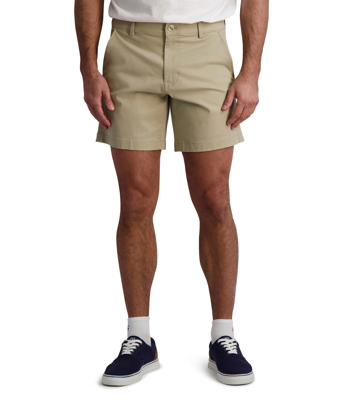  Chaps Chap's Men's 7 Flat Front Stretch Twill Short - Hampton Khaki - Bonton