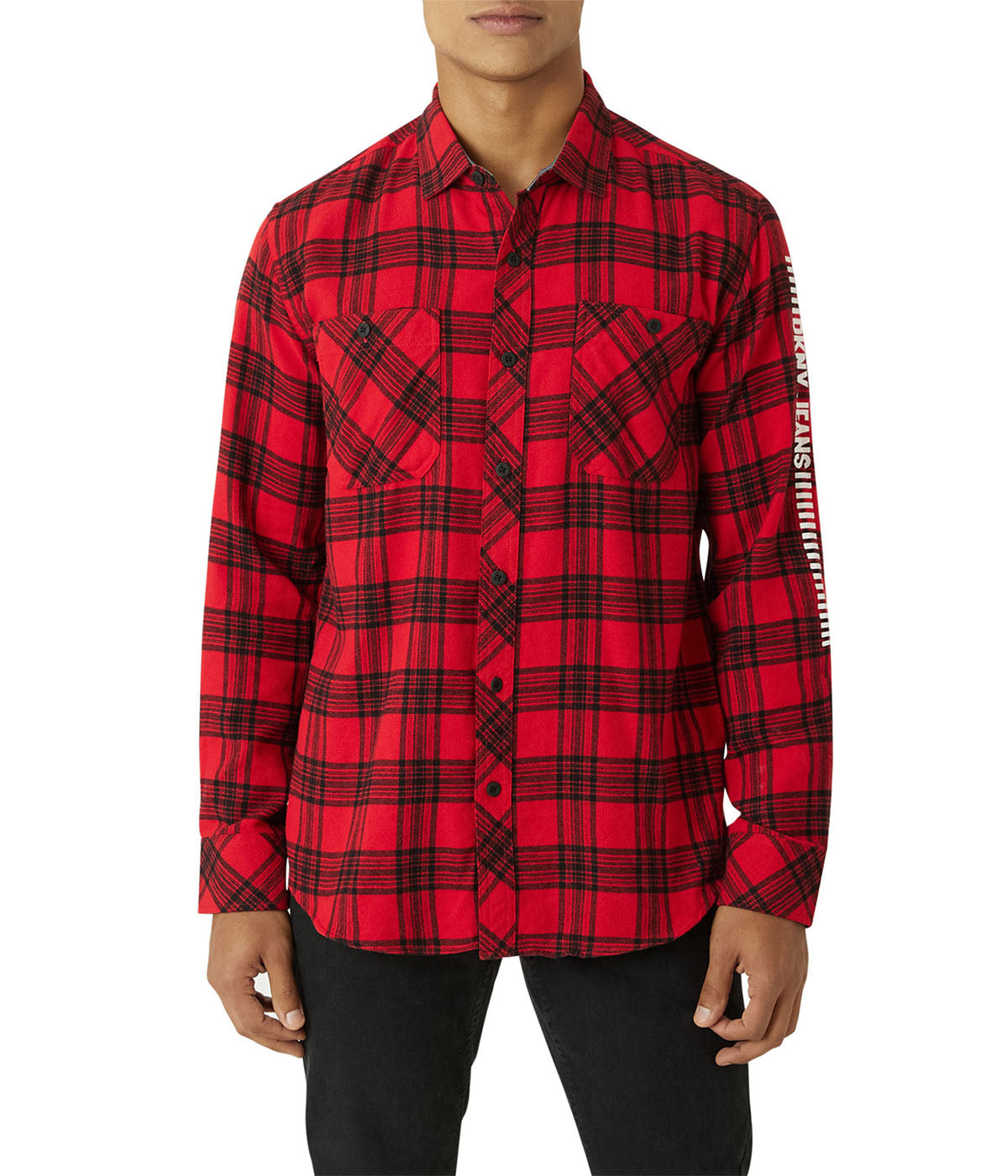  DKNY Calistoga Printed Flannel Shirt - Red - Bonton