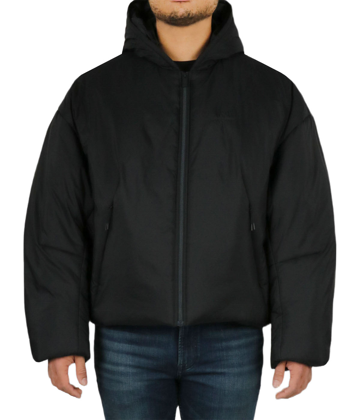  Calvin Klein Long Sleeves Front Zipper Hood Puffer Jacket - Black Beauty - Bonton