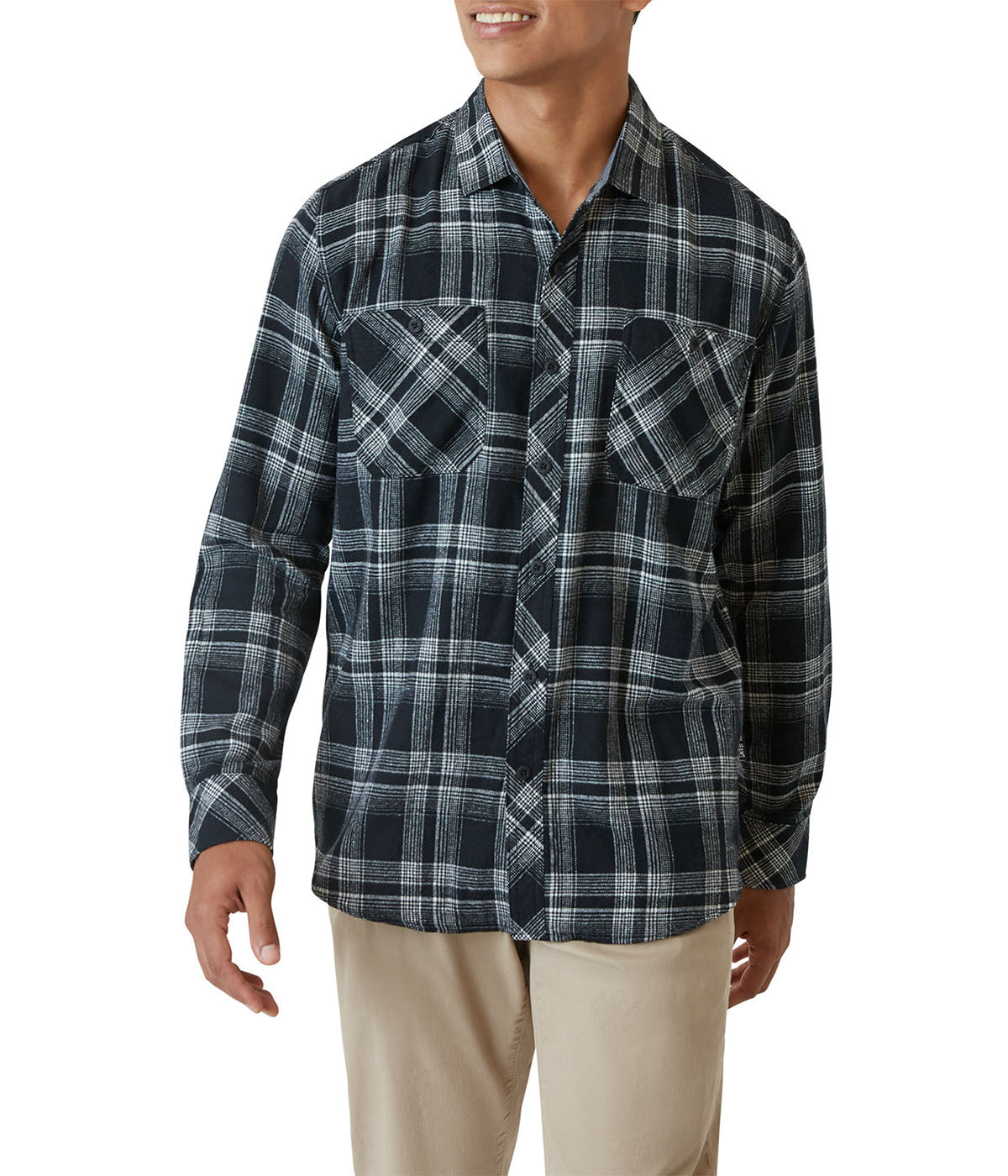  DKNY Calistoga Printed Flannel Shirt - Black - Bonton