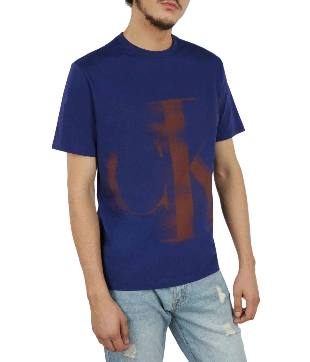  Calvin Klein Short Sleeves Blur Logo Tee - Beacon Blue - Bonton