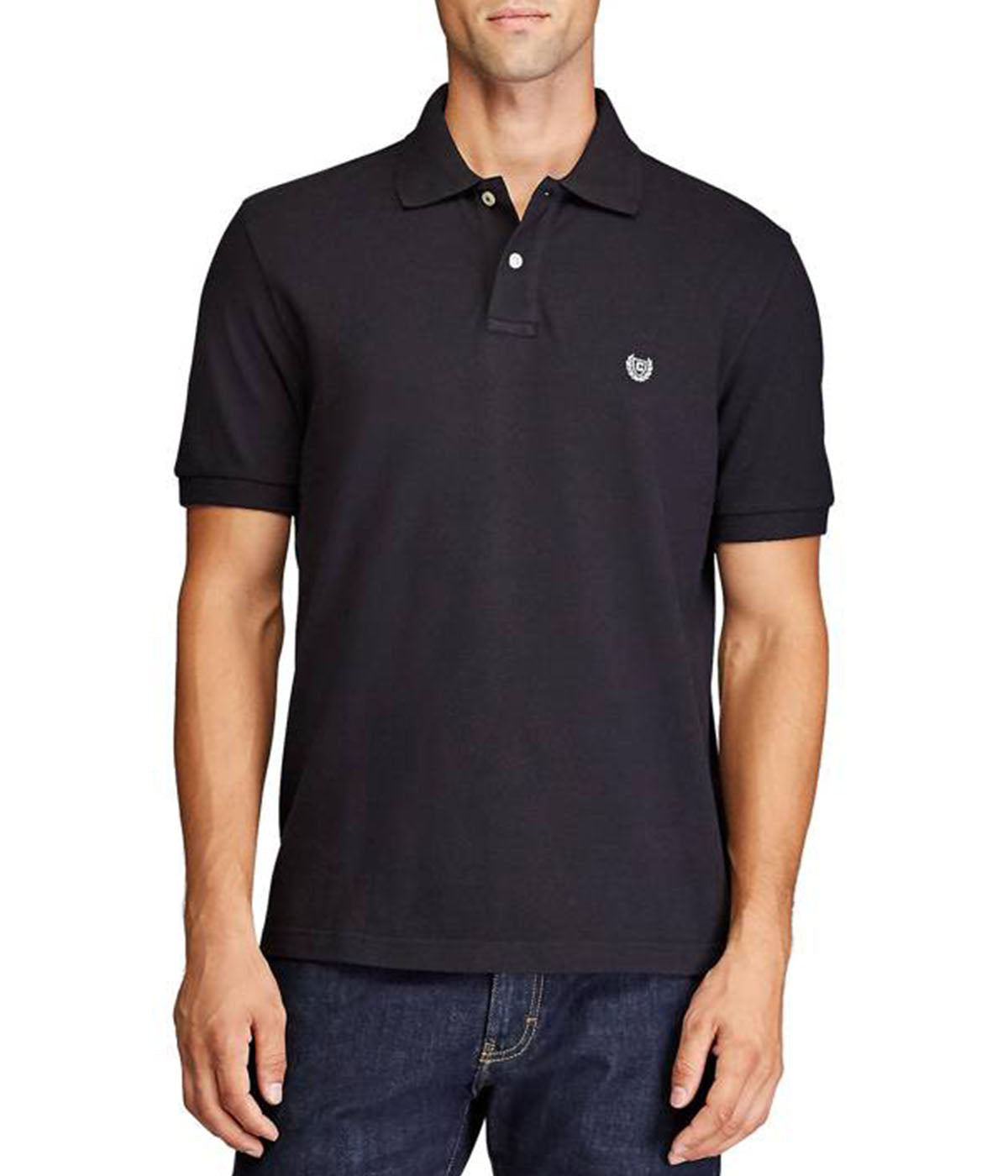  Chaps Chaps Men's Short Sleeve Everyday Solid Pique Polo - American Black - Bonton