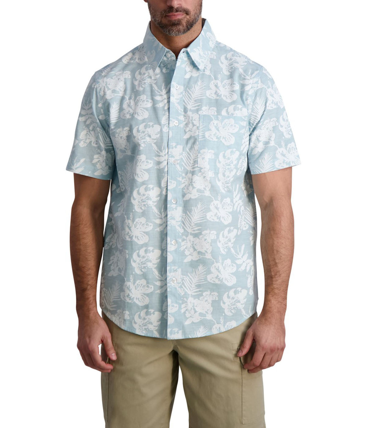  Chaps Chaps Men's Short Sleeve Shirt Chambray ButtonUp 2 - Azure - Bonton