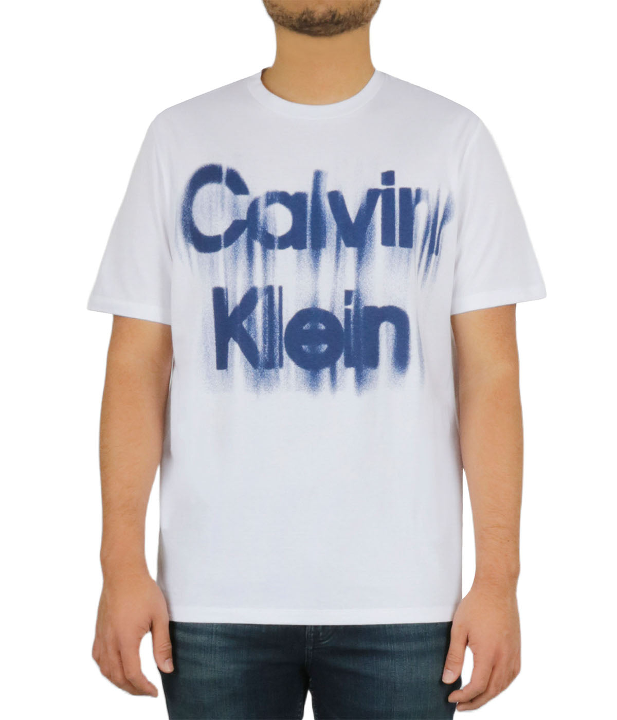  Calvin Klein Short Sleeves Graffiti Logo Tee - Brilliant White - Bonton