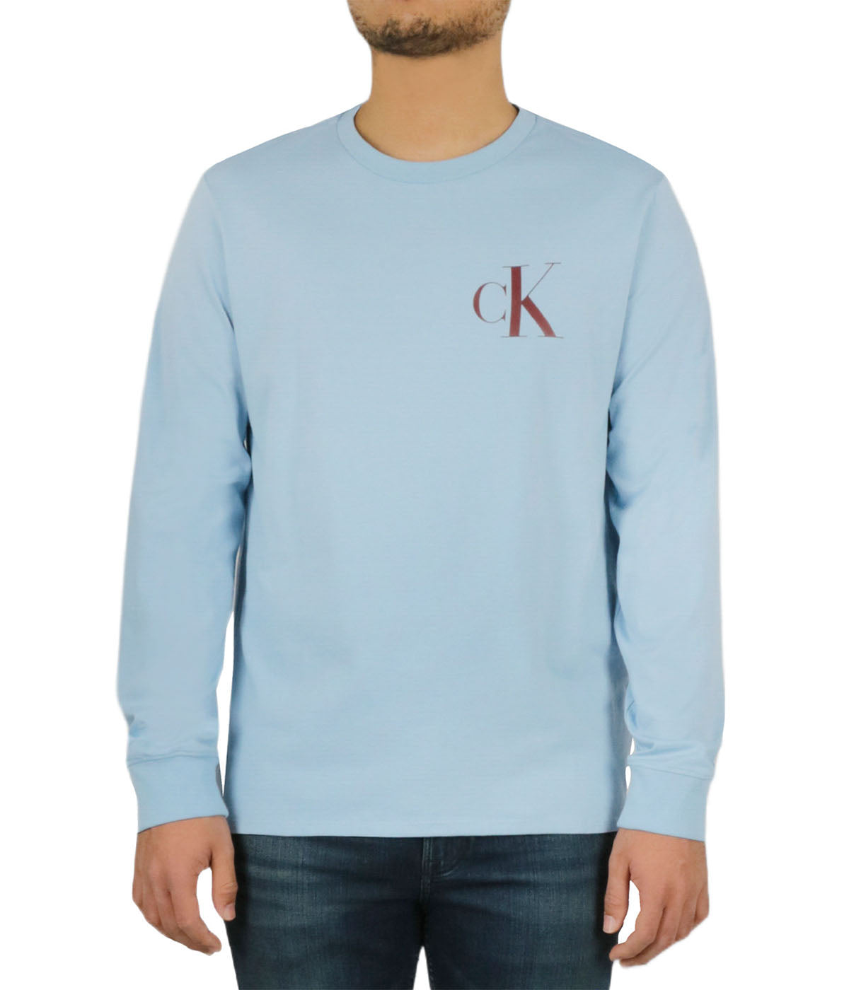  Calvin Klein Long Sleeves Bold Monogram Tee - Glacier  Lake - Bonton