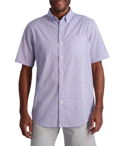 Chaps Men's Short Sleeve Recycled Poly Stretch Woven Shirt