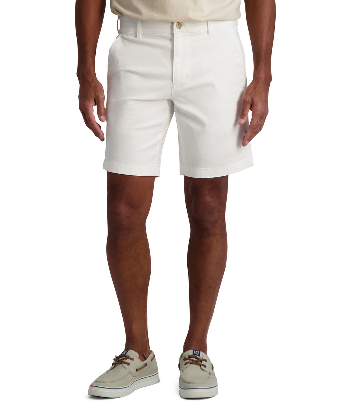  Chaps Chaps Mens 9 Flat Front Stretch Twill White Short - Bright White - Bonton