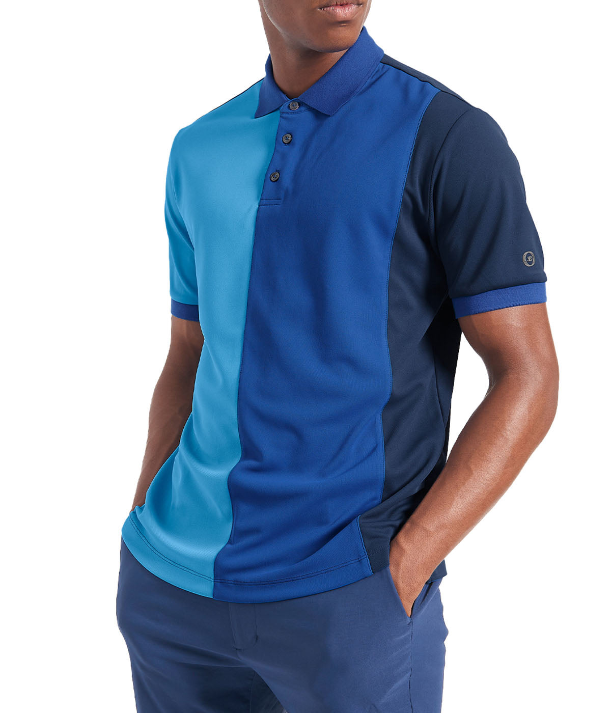  Ben Sherman Pique Color Short Sleeve Blocked Polo - True Navy - Bonton