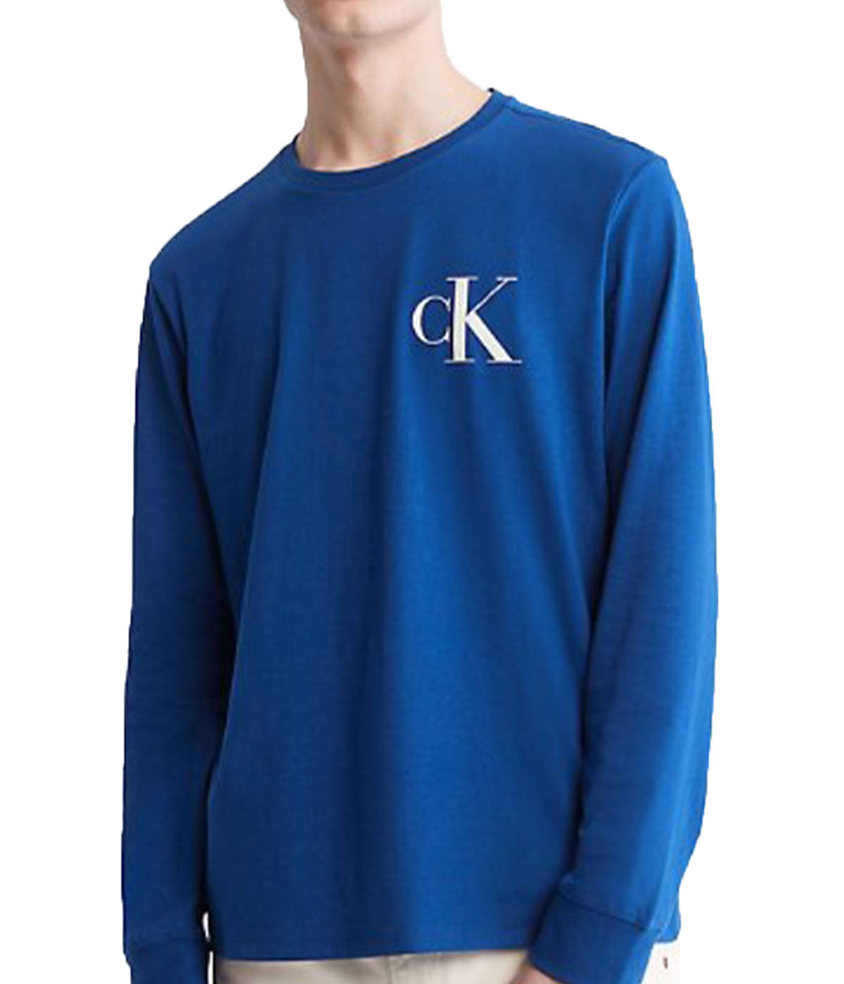  Calvin Klein Long Sleeves Bold Monogram Tee - Blue Herald - Bonton