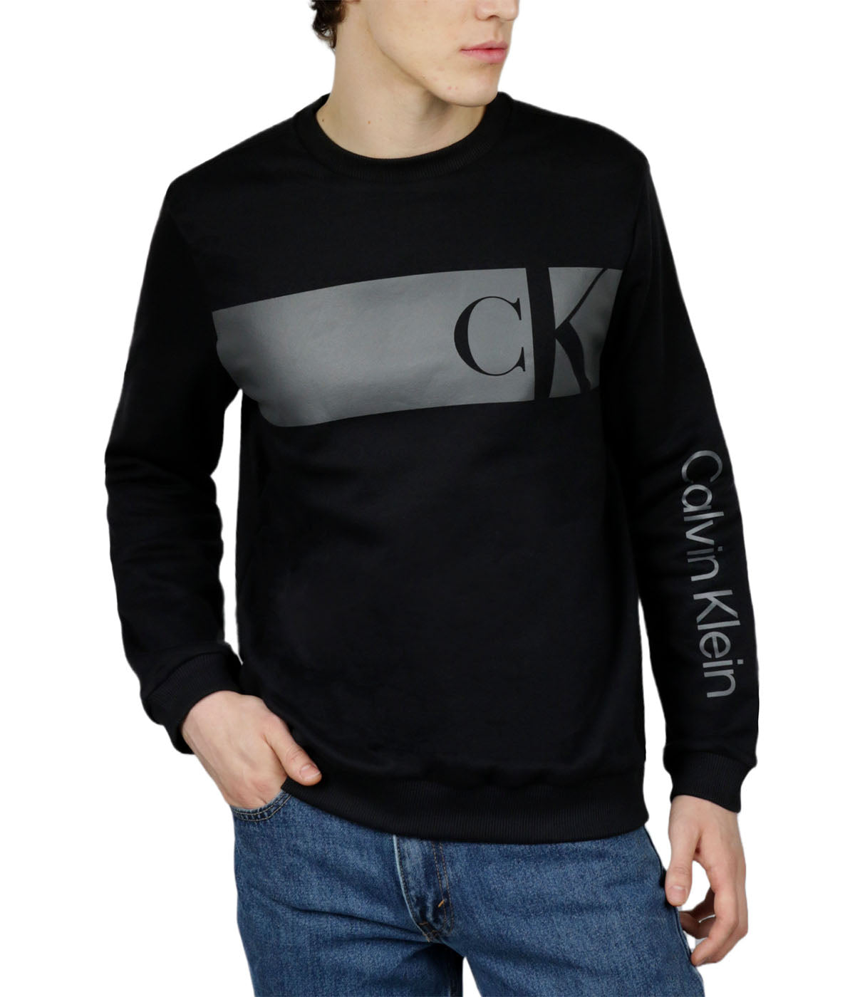  Calvin Klein Long Sleeves Monogram Iconic Tee - Black Beauty - Bonton