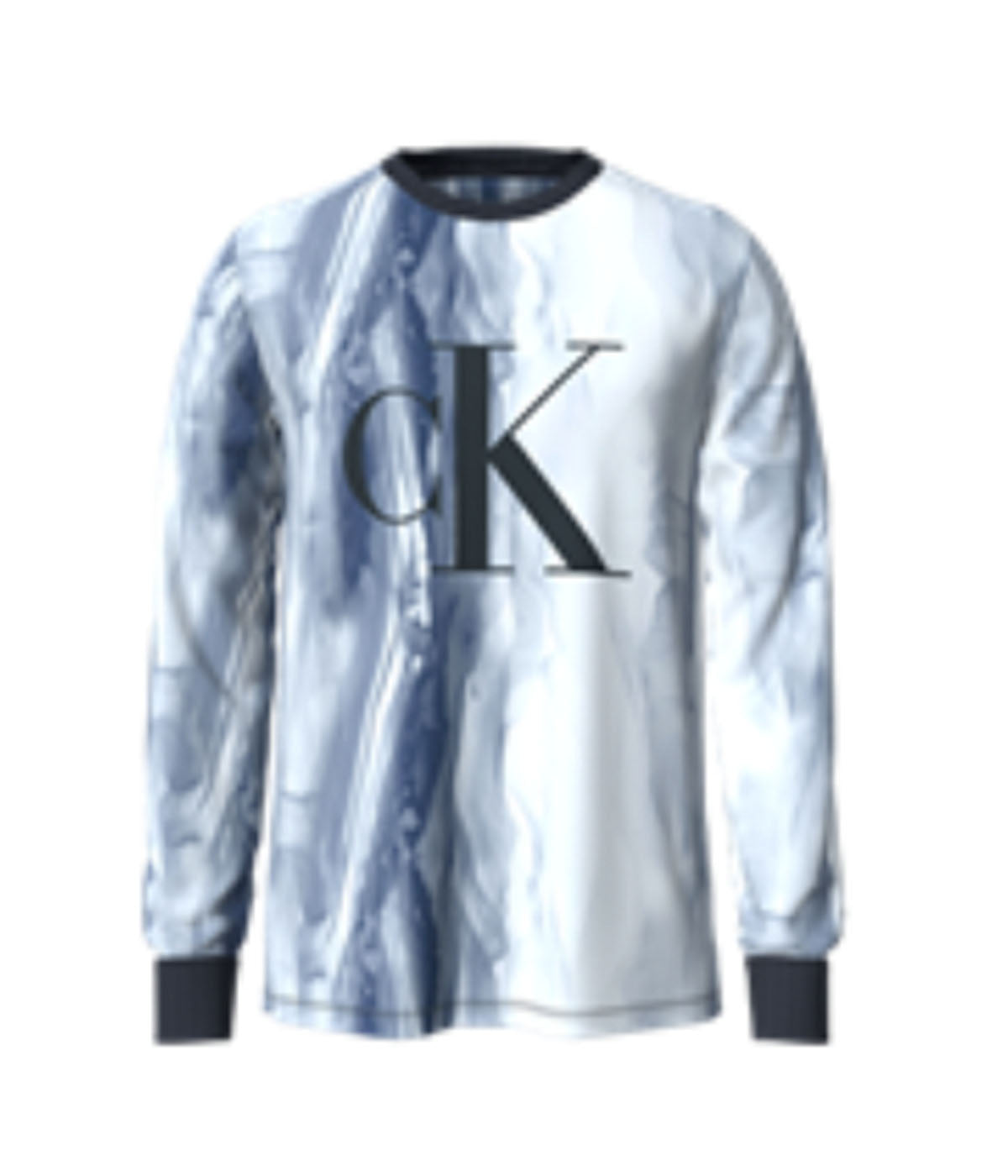  Calvin Klein Long Sleeves Aop Monogram Crew Tee - Dark Sapphire - Bonton