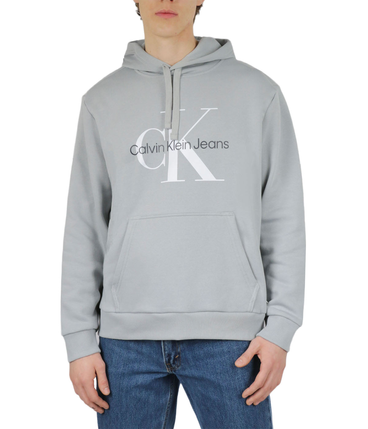  Calvin Klein Monogram Pullover Hoodie - Quarry - Bonton