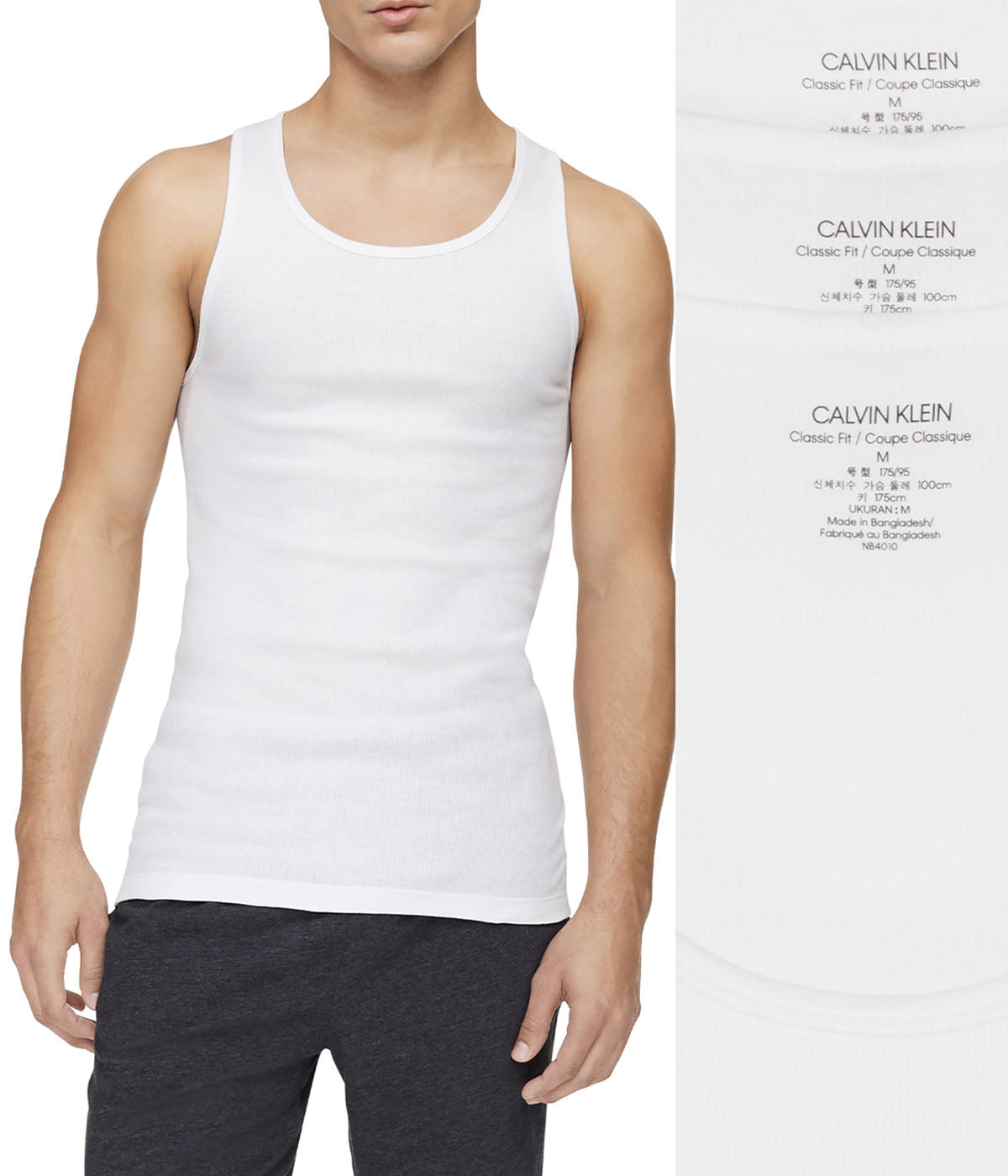  Calvin Klein Cotton Classics 3 Pack Tank - White - Bonton