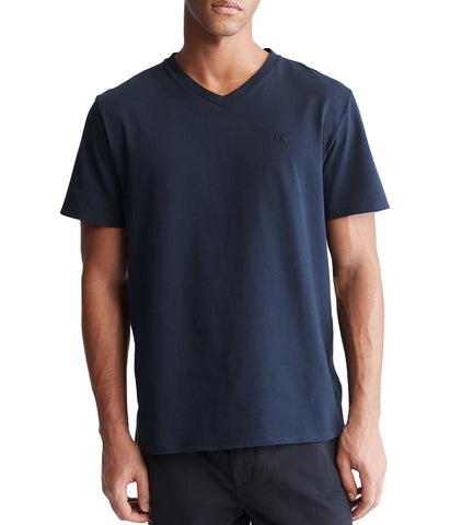 Short Sleeves Smooth Solid V-Neck Tee