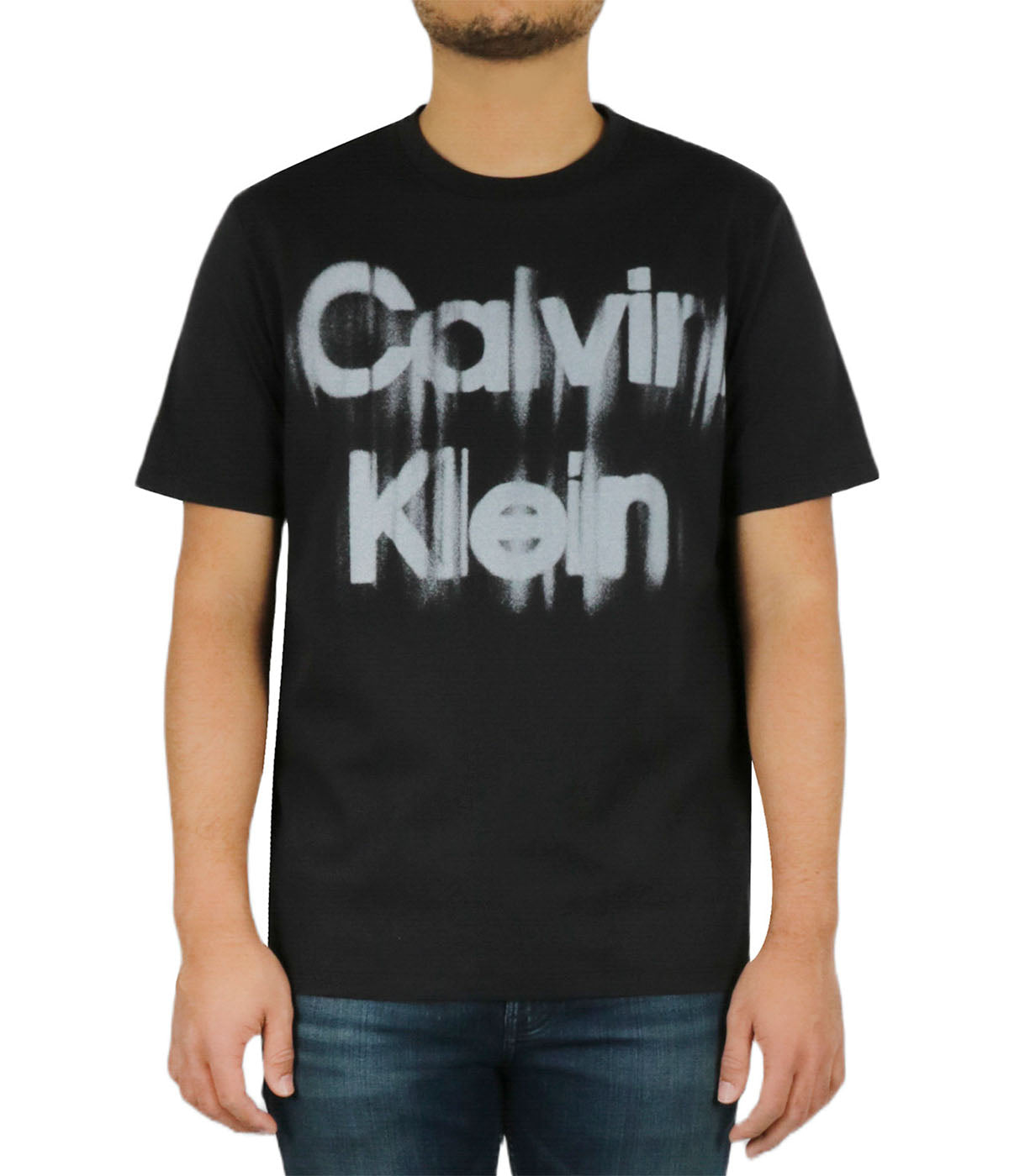  Calvin Klein Short Sleeves Graffiti Logo Tee - Black Beauty - Bonton