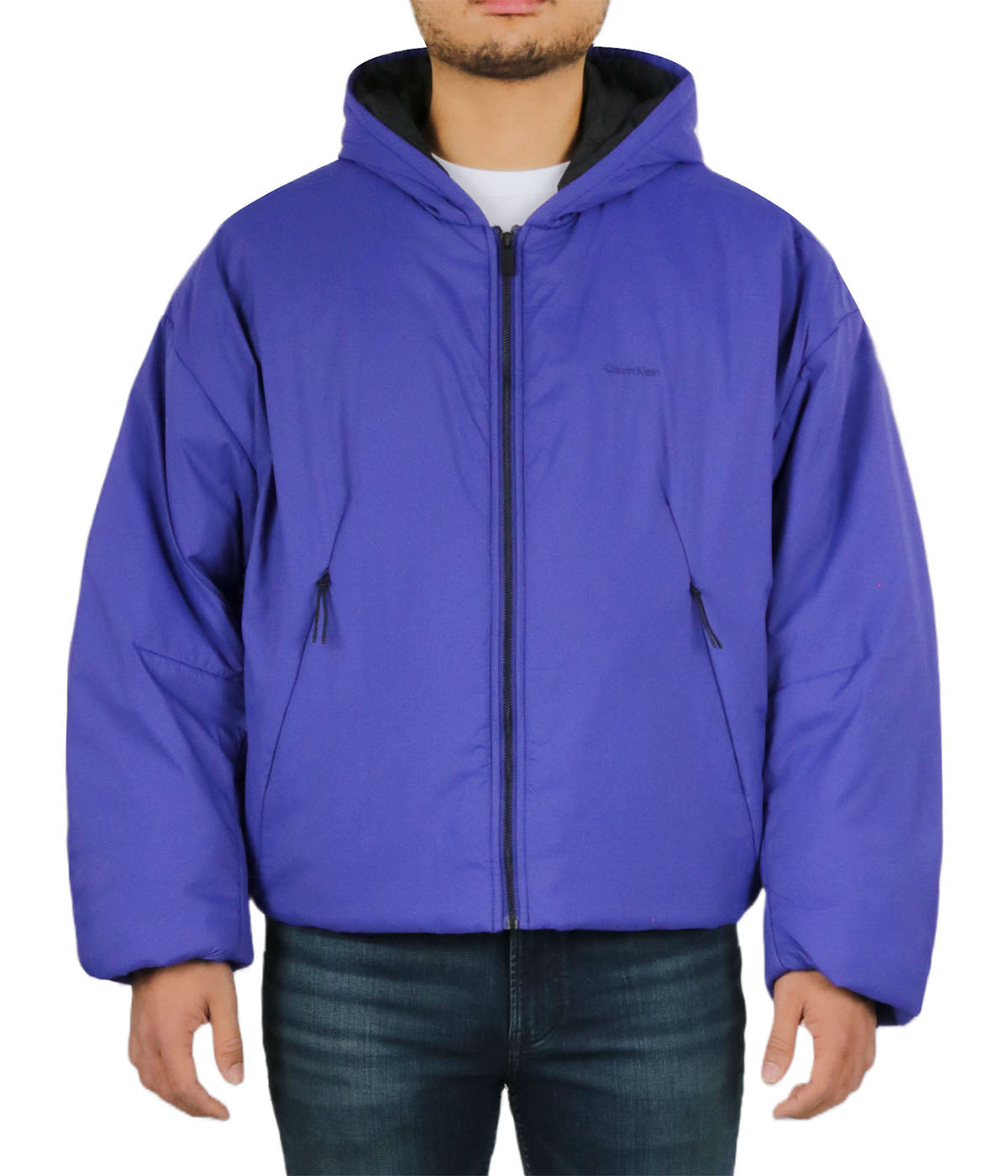  Calvin Klein Long Sleeves Front Zipper Hood Puffer Jacket - Purple Parade - Bonton