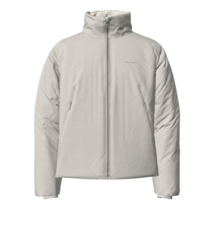 Long Sleeves Front Zipper Mock Neck Puffer Coat