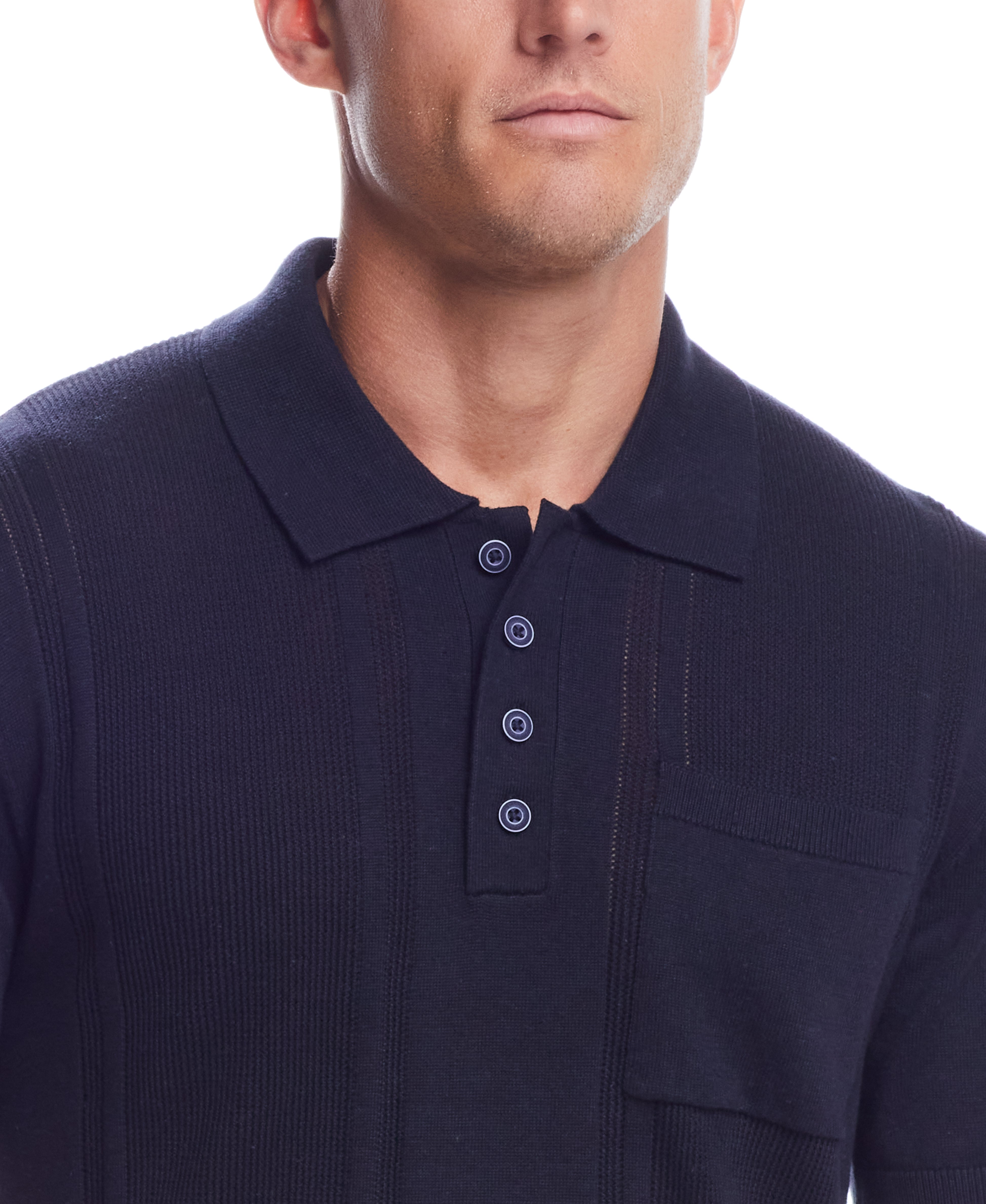  WEATHERPROOF VINTAGE Weatherproof Vintage Men's Short Sleeves Polo Sweater - Navy - Bonton