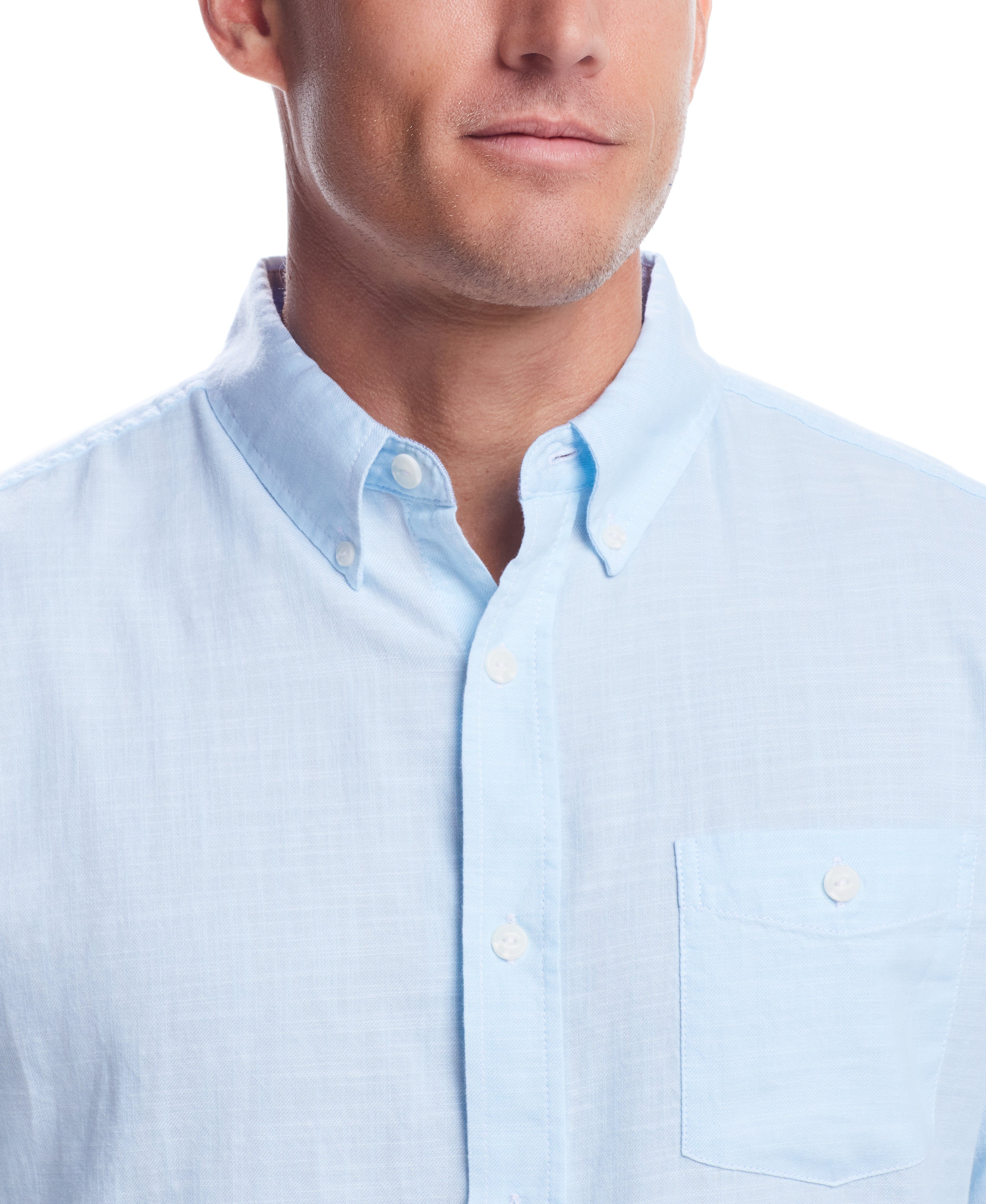  WEATHERPROOF VINTAGE Weatherproof Vintage Men's L/S Solid Cotton Twill Shirt - Crystal Blue - Bonton