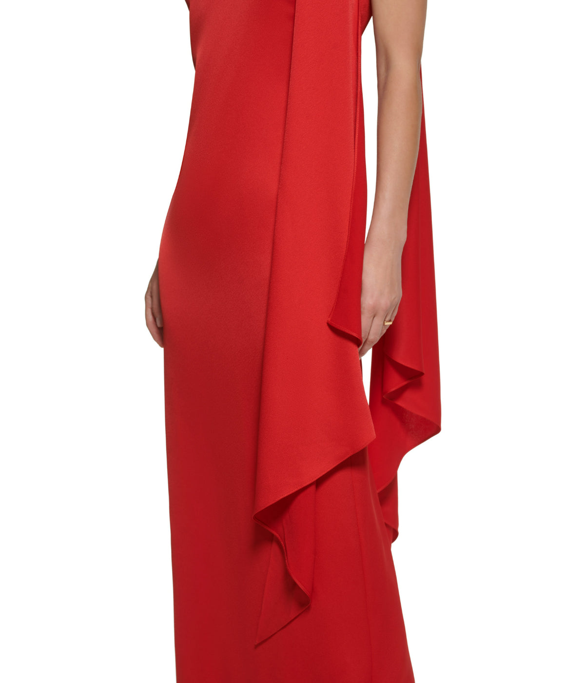  Vince Camuto Sleeveless Tie Halter Neck Ruffle Satin Gown - Red - Bonton