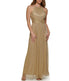  Vince Camuto Shirred Halter Gown With Waistband Gold - Gold - Bonton