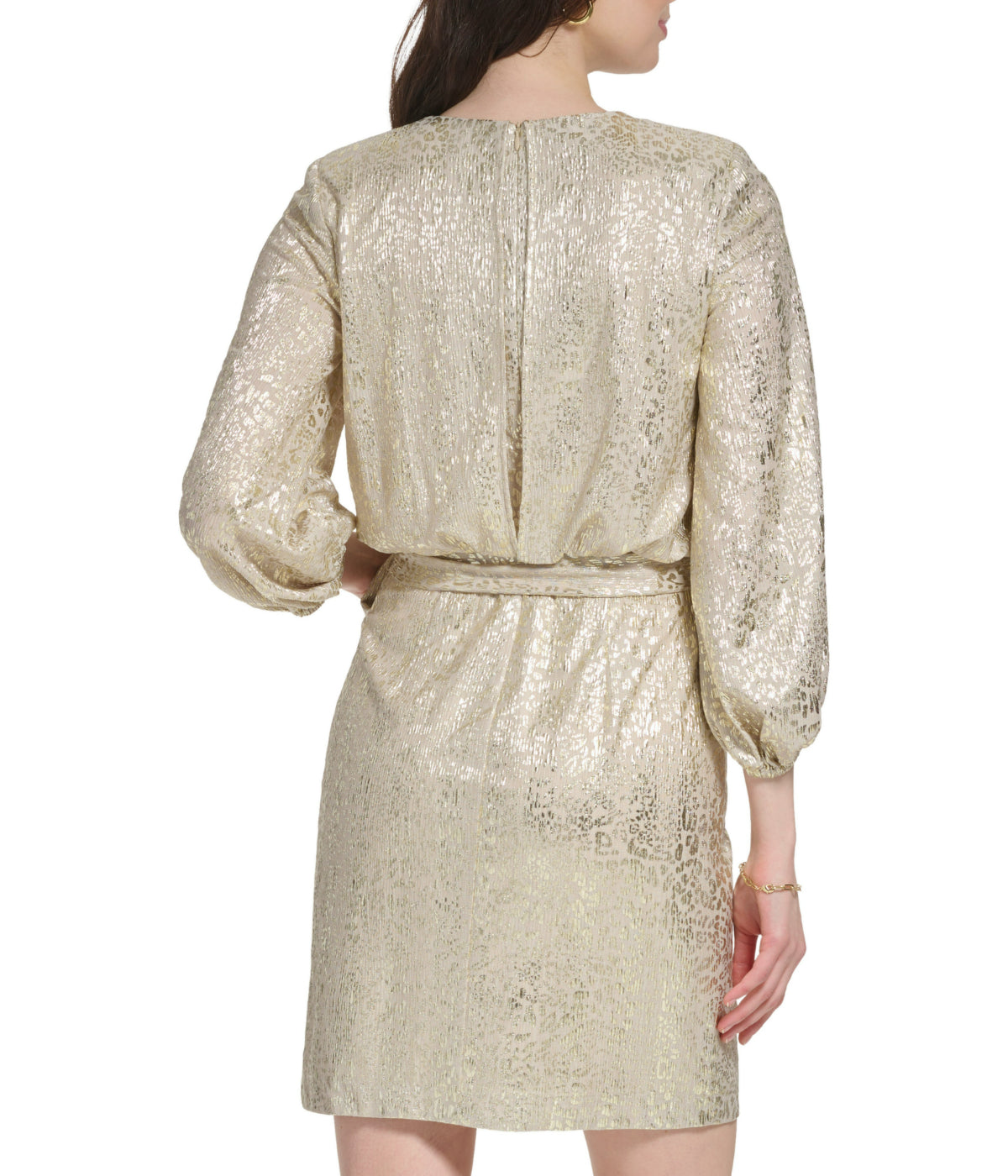  Vince Camuto Longsleeve Pleated Neck Blouson Dress Champagne - Champagne - Bonton