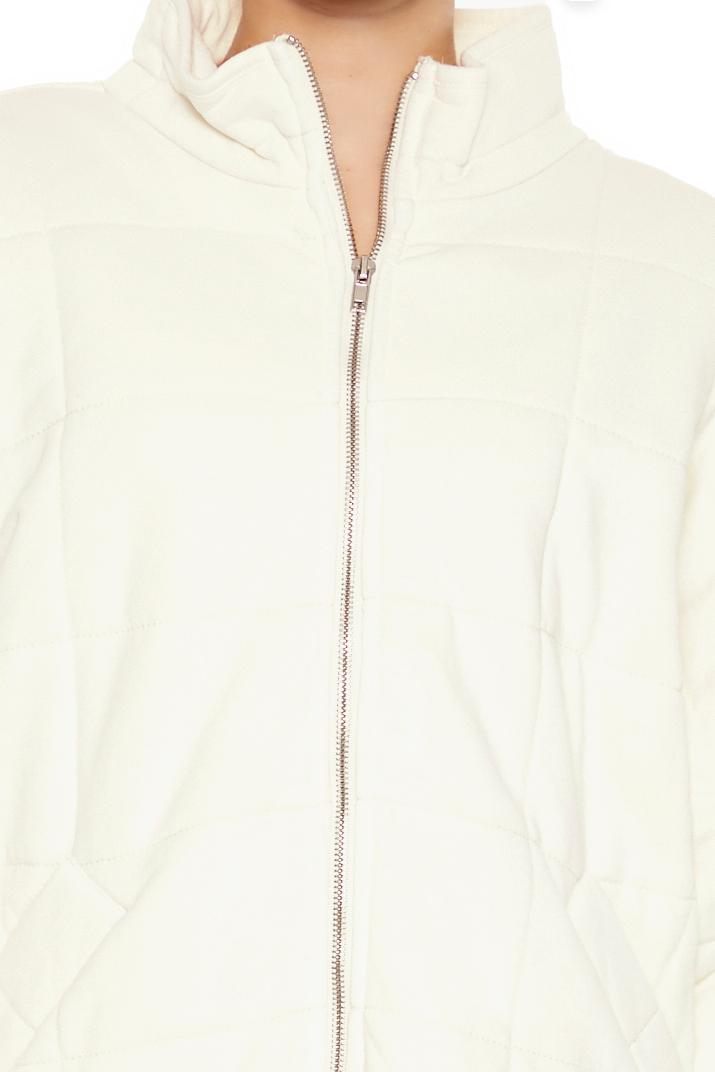  Forever 21 Quilted Zip-Up Jacket - avocado-swatch - Bonton
