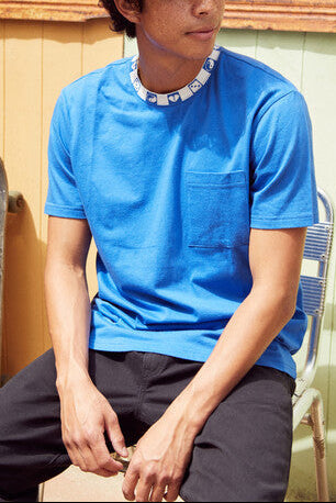  Forever 21 Graphic-Trim Crew Tee - blue white - Bonton