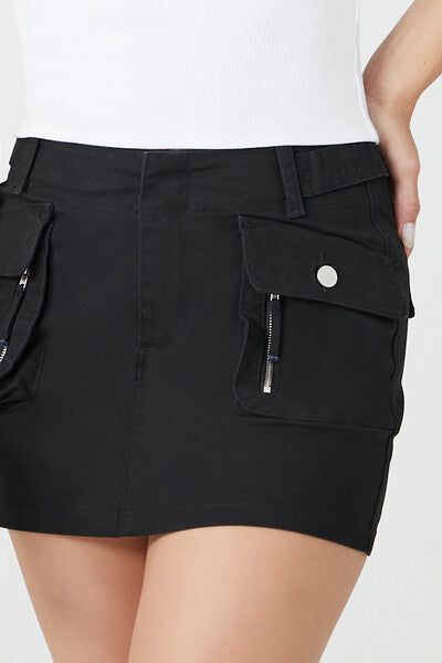  Forever 21 Twill Cargo Mini Skirt - blue - Bonton