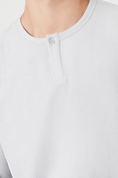  Forever 21 Thermal Henley Shirt - light grey - Bonton