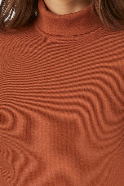  Forever 21 Turtleneck Mini Sweater Dress - chestnut-swatch - Bonton