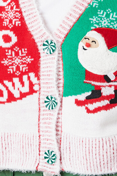  Forever 21 Skiing Santa Cardigan Sweater - red multi - Bonton