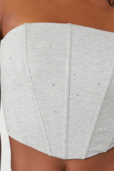  Forever 21 Cropped Corset Tube Top - heather grey - Bonton