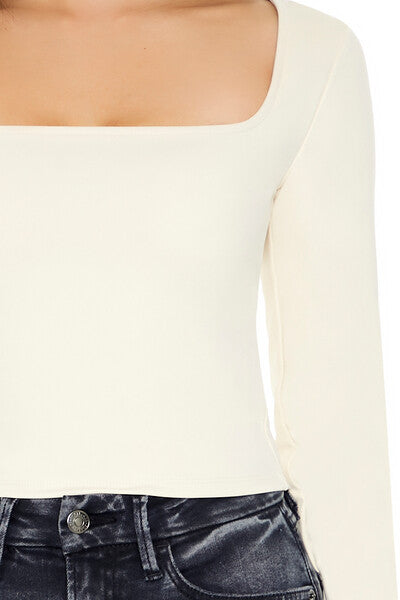  Forever 21 Sculpt Shape Square-Neck Top - cream - Bonton