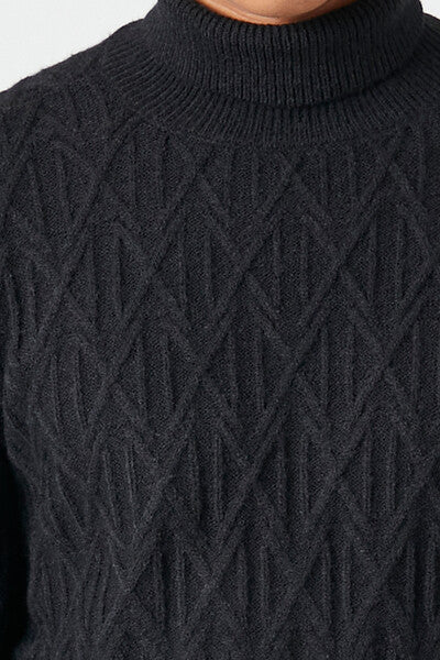  Forever 21 Diamond Knit Turtleneck Sweater - black - Bonton