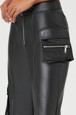 Faux Leather Cargo Ankle Pants