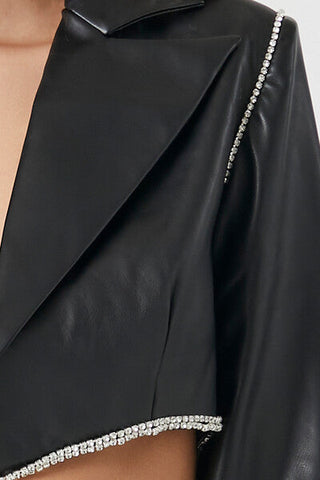 Cropped Faux Leather Jacket
