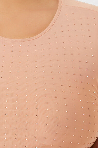  Forever 21 Plus Size Rhinestone Mesh Dress - almond-swatch - Bonton