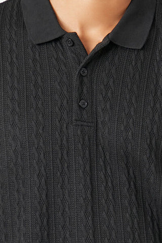 Textured Short-Sleeve Polo Shirt
