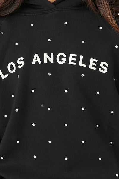  Forever 21 Girls Rhinestone Los Angeles Hoodie (Kids) - black multi - Bonton