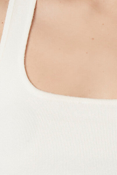  Forever 21 Sweater-Knit Cutout Tank Top - vanilla - Bonton