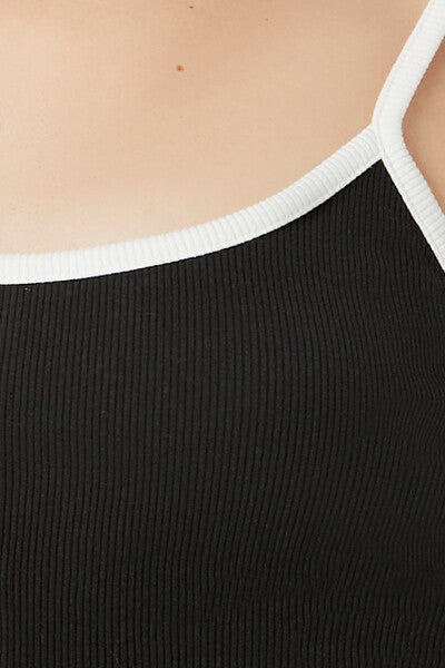 Forever 21 Ribbed Knit Ringer Cami Bodysuit - dark navy vanilla - Bonton