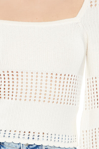  Forever 21 Open-Knit Bell-Sleeve Sweater - black - Bonton
