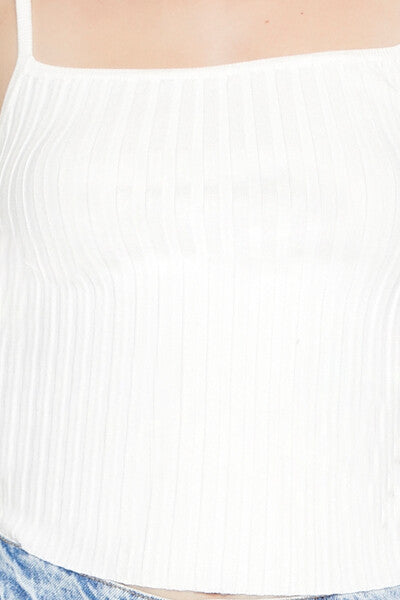  Forever 21 Ribbed Sweater-Knit Cami - white - Bonton