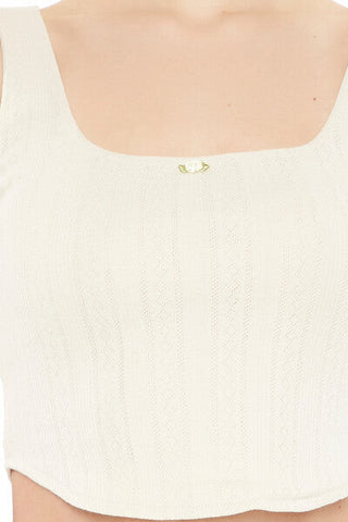 Rosette Pointelle Knit Crop Top