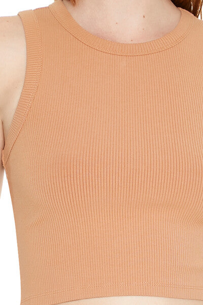  Forever 21 Cropped Cutout Tie-Back Tank Top - camel - Bonton