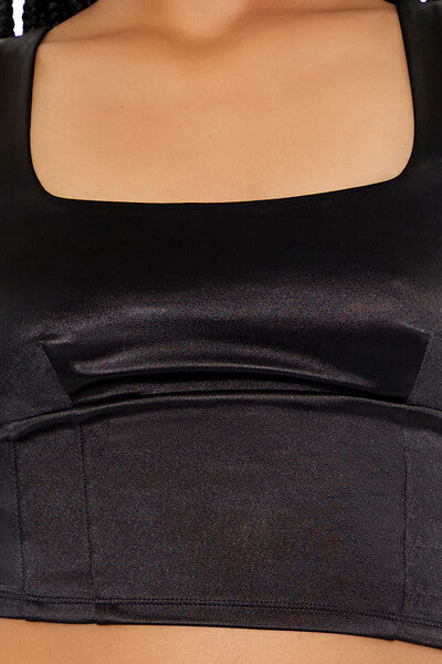  Forever 21 Square-Neck Crop Top - silver - Bonton
