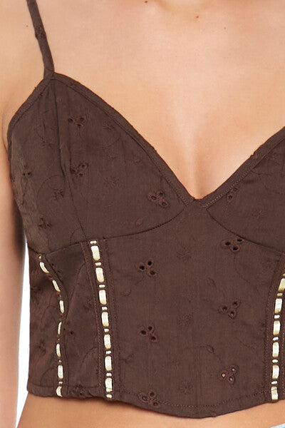  Forever 21 Eyelet Cropped Cami - brown - Bonton