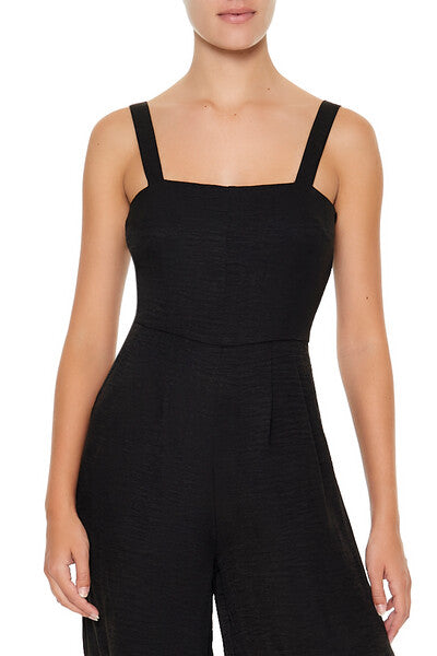  Forever 21 Cutout Wide-Leg Jumpsuit - black - Bonton