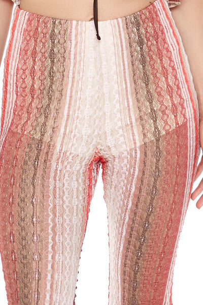  Forever 21 Striped Flare-Leg Pants - brown-multi - Bonton